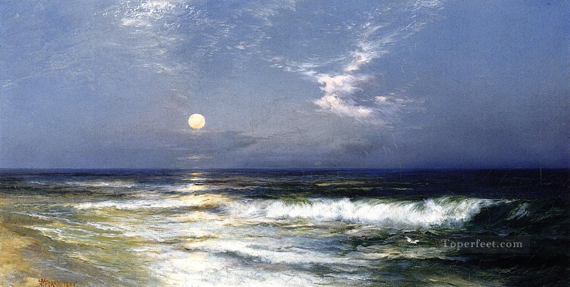 月明かりに照らされた海景 トーマス・モラン油絵